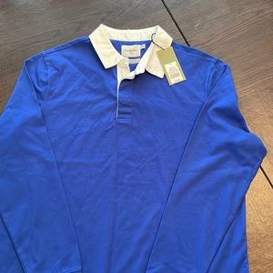 Men’s long sleeve shirt in royal blue with white collar